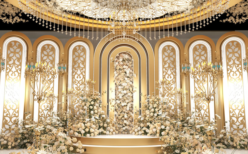 白玉香槟色调婚礼堂效果展示
